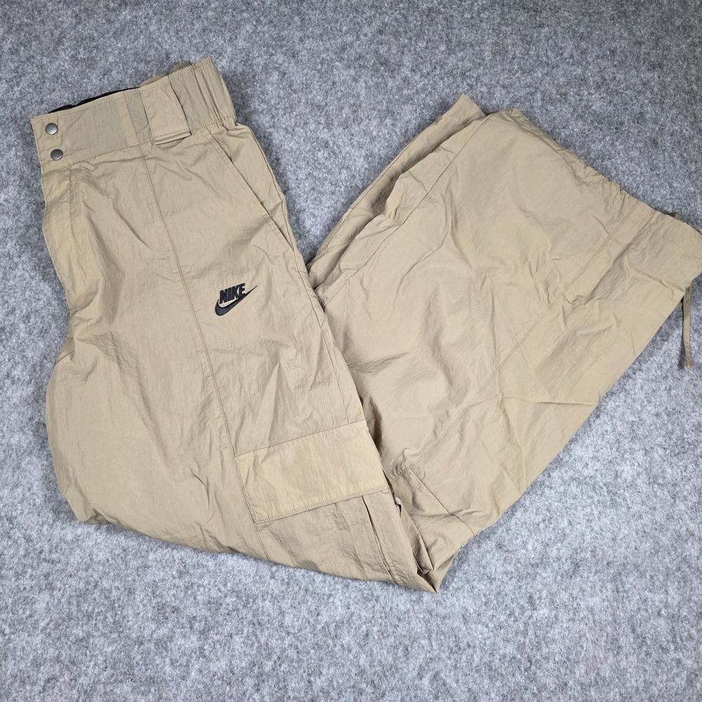 Nike Sportswear Pants High Waisted Woven Cargo Trousers Khaki Baggy Wide Leg Med